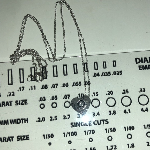 Solid 14K White Gold Natural Diamond Heart Pendant Neck Chain Necklace - Picture 7 of 12